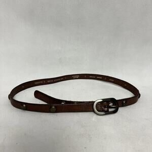 Fossil Leather Belt Womens Small Studded Brown Western Boho Hippie